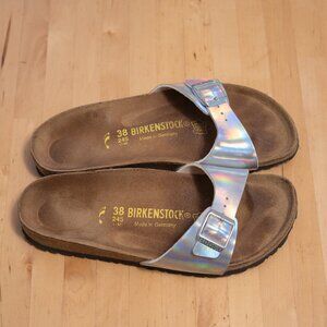 Birkenstock Madrid Silver rainbow sz 38